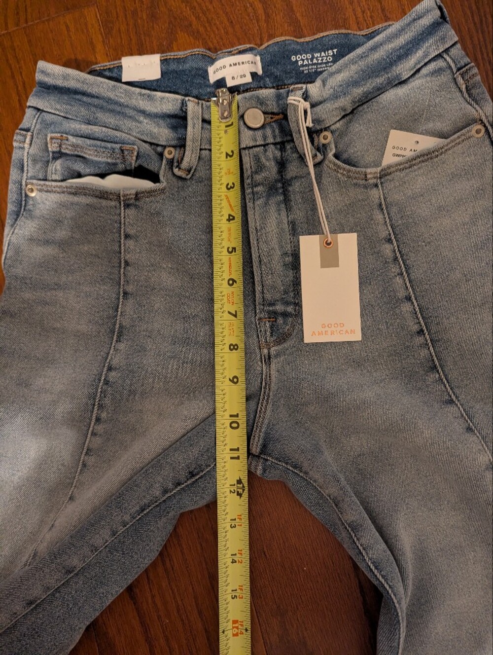 Good American Light Blue Good Waist Palazzo Wide-Leg Jeans - Picture 8 of 9